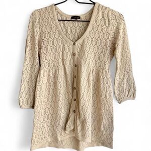 Cream Button-Up Lace Top